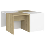 ZNTS Coffee Tables 4 pcs White and Sonoma Oak 33x33x33 cm Engineered Wood 806818