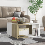 ZNTS Coffee Tables 4 pcs White and Sonoma Oak 33x33x33 cm Engineered Wood 806818
