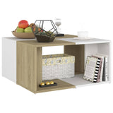ZNTS Coffee Tables 4 pcs White and Sonoma Oak 33x33x33 cm Engineered Wood 806818