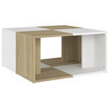 ZNTS Coffee Tables 4 pcs White and Sonoma Oak 33x33x33 cm Engineered Wood 806818