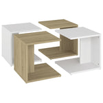 ZNTS Coffee Tables 4 pcs White and Sonoma Oak 33x33x33 cm Engineered Wood 806818