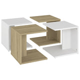 ZNTS Coffee Tables 4 pcs White and Sonoma Oak 33x33x33 cm Engineered Wood 806818