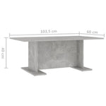 ZNTS Coffee Table Concrete Grey 103.5x60x40 cm Engineered Wood 806844