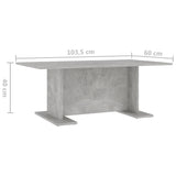 ZNTS Coffee Table Concrete Grey 103.5x60x40 cm Engineered Wood 806844