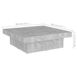 ZNTS Coffee Table Concrete Grey 90x90x28 cm Engineered Wood 806916