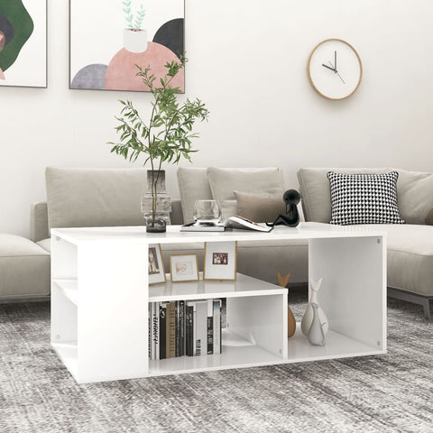 ZNTS Coffee Table White 100x50x40 cm Engineered Wood 806921