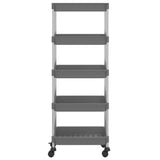 ZNTS 5-Tier Kitchen Trolley Grey 42x29x128 cm Iron and ABS 336333
