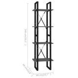 ZNTS 4-Tier Book Cabinet Grey 40x30x140 cm Engineered Wood 806419