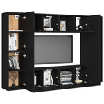 ZNTS 8 Piece TV Cabinet Set Black Engineered Wood 3078773