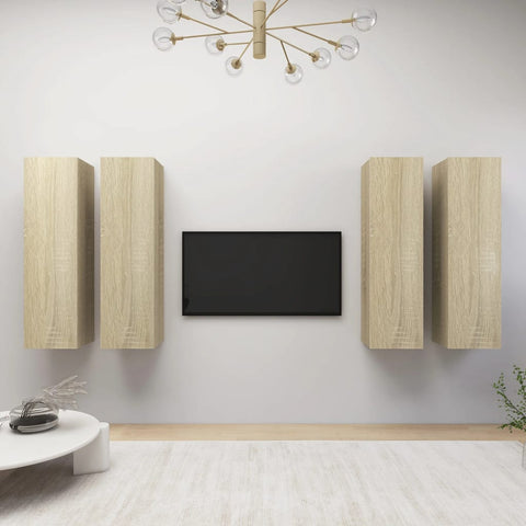 ZNTS TV Cabinets 4 pcs Sonoma Oak 30.5x30x110 cm Engineered Wood 3079057