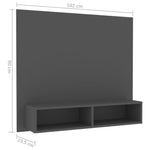 ZNTS Wall TV Cabinet Grey 102x23.5x90 cm Engineered Wood 808262