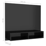 ZNTS Wall TV Cabinet High Gloss Black 102x23.5x90 cm Engineered Wood 808267