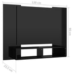 ZNTS Wall TV Cabinet High Gloss Black 120x23.5x90 cm Engineered Wood 808294