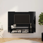 ZNTS Wall TV Cabinet High Gloss Black 120x23.5x90 cm Engineered Wood 808294
