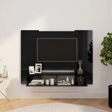ZNTS Wall TV Cabinet High Gloss Black 120x23.5x90 cm Engineered Wood 808294