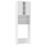 ZNTS Washing Machine Cabinet High Gloss White 64x25.5x190 cm 808428