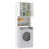 ZNTS Washing Machine Cabinet High Gloss White 64x25.5x190 cm 808428