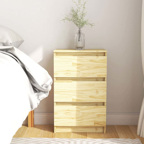 ZNTS Bedside Cabinet 40x29.5x64 cm Solid Pine Wood 808083