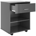 ZNTS Rolling Cabinet High Gloss Grey 46x36x59 cm Engineered Wood 808475