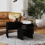 ZNTS Nesting Coffee Tables 3 pcs Black Chipboard 808532