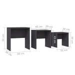 ZNTS Nesting Coffee Tables 3 pcs Grey Chipboard 808533