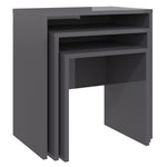 ZNTS Nesting Coffee Tables 3 pcs High Gloss Grey Chipboard 808539