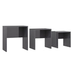 ZNTS Nesting Coffee Tables 3 pcs High Gloss Grey Chipboard 808539