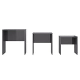 ZNTS Nesting Coffee Tables 3 pcs High Gloss Grey Chipboard 808539