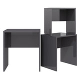 ZNTS Nesting Coffee Tables 3 pcs High Gloss Grey Chipboard 808539