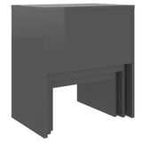 ZNTS Nesting Coffee Tables 3 pcs High Gloss Grey Chipboard 808539