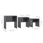 ZNTS Nesting Coffee Tables 3 pcs High Gloss Grey Chipboard 808539