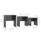 ZNTS Nesting Coffee Tables 3 pcs High Gloss Grey Chipboard 808539
