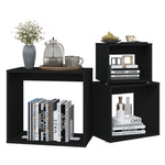 ZNTS Nesting Tables 3 pcs Black Engineered Wood 808577