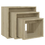 ZNTS Nesting Tables 3 pcs Sonoma Oak Engineered Wood 808579