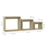 ZNTS Nesting Tables 3 pcs Sonoma Oak Engineered Wood 808579