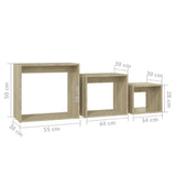 ZNTS Nesting Tables 3 pcs Sonoma Oak Engineered Wood 808579