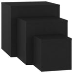 ZNTS Side Tables 3 pcs Black Engineered Wood 808586