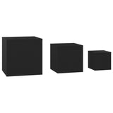 ZNTS Side Tables 3 pcs Black Engineered Wood 808586