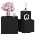 ZNTS Side Tables 3 pcs Black Engineered Wood 808586