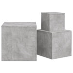 ZNTS Side Tables 3 pcs Concrete Grey Engineered Wood 808589