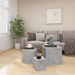 ZNTS Side Tables 3 pcs Concrete Grey Engineered Wood 808589
