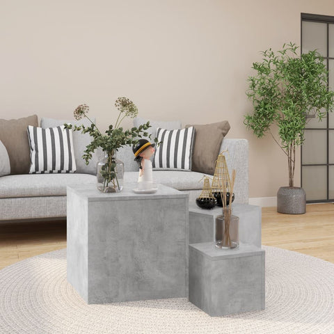 ZNTS Side Tables 3 pcs Concrete Grey Engineered Wood 808589