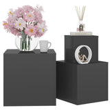 ZNTS Side Tables 3 pcs High Gloss Grey Engineered Wood 808593