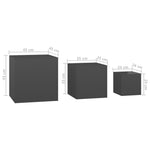 ZNTS Side Tables 3 pcs High Gloss Grey Engineered Wood 808593