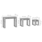ZNTS Nesting Tables 3 pcs Concrete Grey Engineered Wood 808607