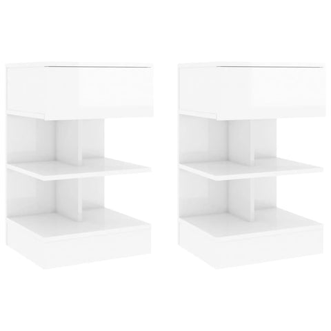 ZNTS Bedside Cabinets 2 pcs High Gloss White 40x35x65 cm 808661