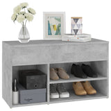 ZNTS Shoe Bench Concrete Grey 80x30x45 cm Engineered Wood 808751