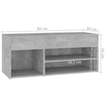 ZNTS Shoe Bench Concrete Grey 80x30x45 cm Engineered Wood 808751