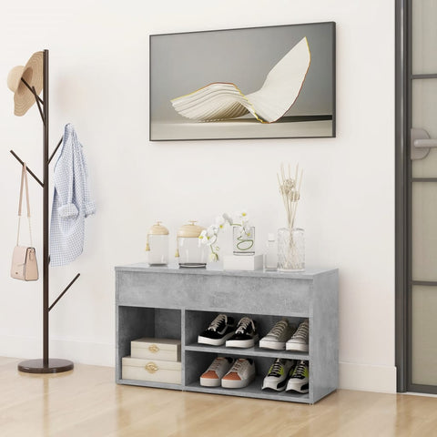 ZNTS Shoe Bench Concrete Grey 80x30x45 cm Engineered Wood 808751