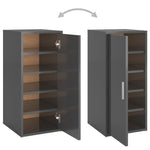 ZNTS Shoe Cabinet High Gloss Grey 32x35x70 cm Chipboard 808970